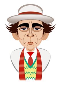 Sylvester McCoy como Doctor Who (caricatura)